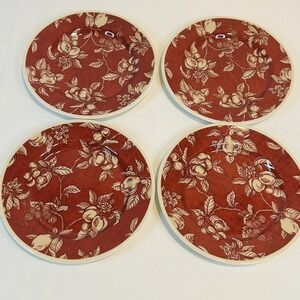 Set of 4 Waverly Garden Room Fruit Toile Red Salad Plates 8.375 inch Colombia